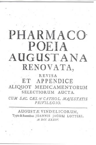 Frontespizio Farmacopea Augustana